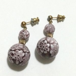 Mauve Venetian Bead Earrings